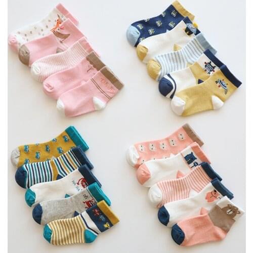5Pairs/Set Infant Baby High Quality Cotton Socks Toddler Cute Cartoon Animals Hose Children Warm Sock For Fall Winter 1-5Years