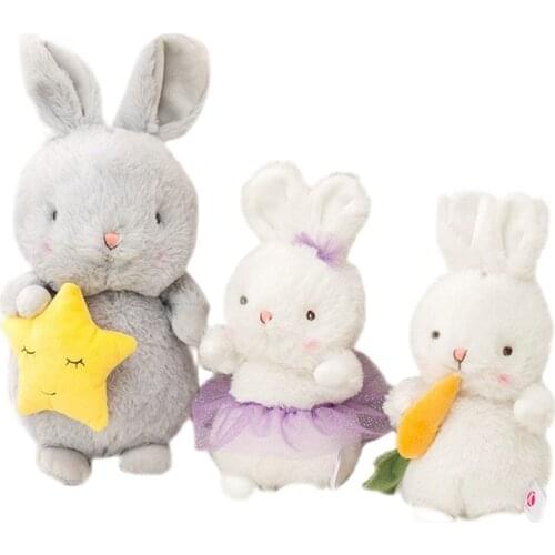 Adorable Purple Ballet Dress Bunny Plush Toy Stuffed Star Grey Rabbits Carrot Decor Bunny Baby Girl Appease Doll Toys For Kids