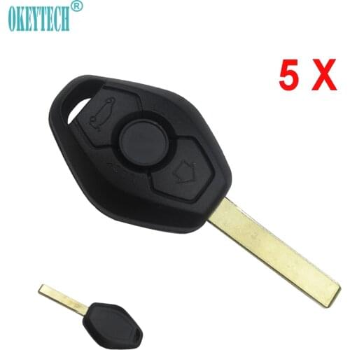 OkeyTech 5pcs/lot Replacement Remote Fob Case Car Key Shell Cover Keyless Fob For BMW 1 3 5 6 7 Series X3 X5 Z3 Z4 HU92 Blade