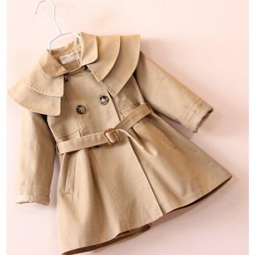 Toddler Kids Baby Girls Autumn Winter Trench Coat Infant Kids Solid Jacket Korean Style Double-breasted Long-sleeved Coat