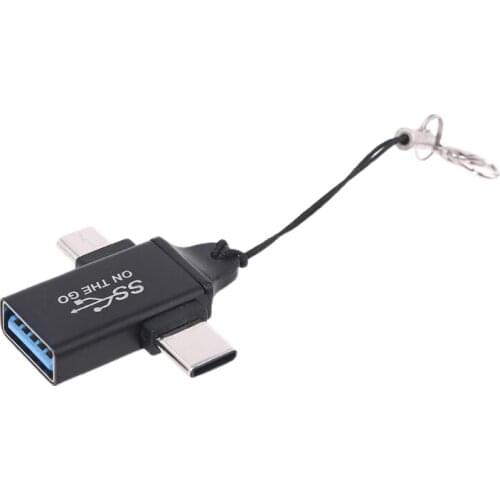 YYDS 2in1 Aluminum 90 Degree Micro USB Type C to USB 3.0 Female OTG Adapter Converter for Cellphone Tablet PC USB Flash Drives