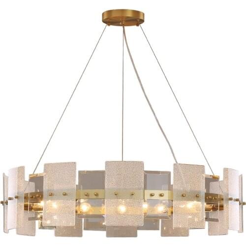 Post Modern Luxury Chandelier Pendant Light Hotel Home Decoration Glass Lighting Fixture Nordic Fashion Full Copper Hanging Lamp