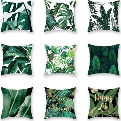 Floral Tropical plant leaves pillowcase cushion cover home decor rainforest green leaves plants throw sofa car cushion cover