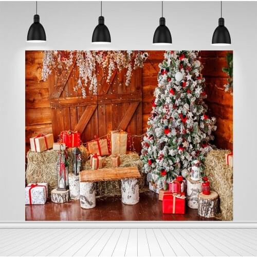 Scopiso Christmas Backdrop Tree Gift Hay Indoor Baby Birthday Party Customized Photocall Photography Background For Photo Studio