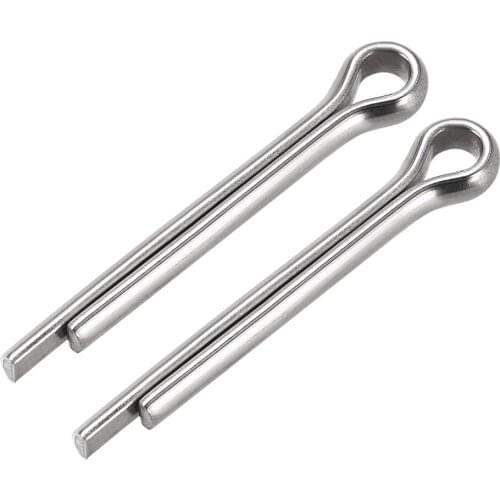 Uxcell 2Pcs Split Cotter Pin - 6mm x 45mm 304 Stainless Steel 2-Prongs Silver Tone for Home DIY Application
