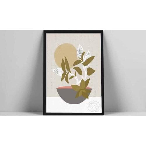 Modern Botanical Japanese Art, Wabi Sabi Art, Minimalist Asian Art Print, Ikebana Botanical Art