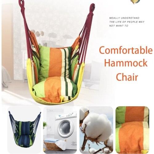 Thickened Canvas Hanging Hammock Chair Adults Kids Home Garden Outdoor Swing With Cushion Furniture Relaxation Portable Indoor