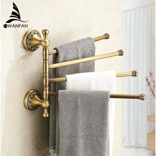 Towel Racks 3-4 Tiers Bars Antique Brass Towel Holder Bath Rack Active Rails Pants Hanger Bathroom Accessories Wall Shelf F91373