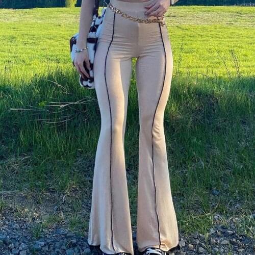 Vintage Y2K Joggers Women Harajuku Flare Pants Sweetown Khaki Slim High Waist E Girl Aesthetic Trousers Female 90s Sweatpants