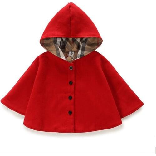 2019 winter spring fashion kids baby cape pattern black red cotton hooded plaid girls Coat jackets baby girl cape cloaks clothes