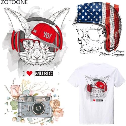 ZOTOONE 3D Stripes Iron on Transfer Patches on Clothing Diy Flag Dog Patch Heat Transfer for Clothes for T-shirts Girl Sticker I