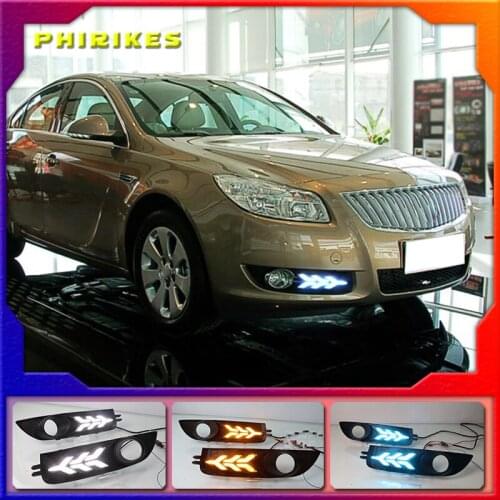 1 Pair LED DRL Daytime Running Lights Daylight With Turn Signal and Night Blue Lamp For Buick Opel Regal Insignia 2009-2013