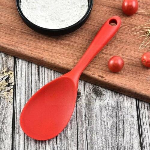 1 Pcs 22.5*7 Cm Long Handle Rice Spoon Food Grade Silicone Cooking Resistant Rice Non-Stick Heat Spoon Kitchen Tools Access H4N6