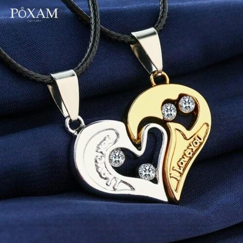 2019 Women Necklaces Custom I Love You Merge 2 Pieces/Set Heart Pendant Necklace Jewelry For Couple Friend Family Christmas Gift