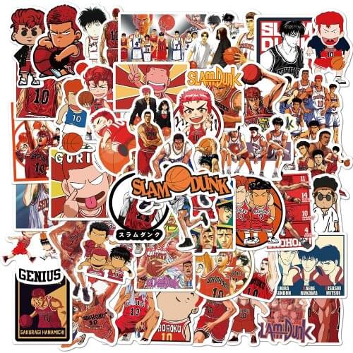 50pcs Anime Slam Dunk Stickers Sakuragi Hanamichi For DIY Motorcycle Helmet Laptop Decal Skateboard Guitar Cool Sticker