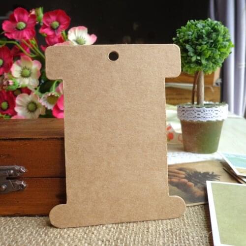 50pcs Cardboard Blank Bobine Tag without Drawing Bobine Cards Big Gift Tag Paper Cards Free shipping Garment Tag Sewing Supplies