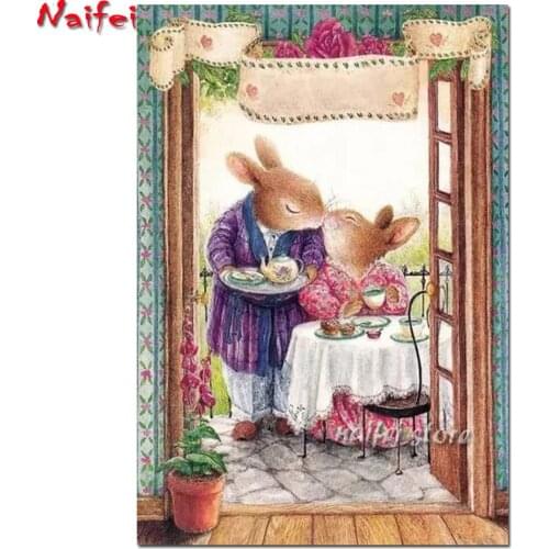 Full Drill Diamond Painting rabbit romantic kiss Embroidery Icons Picture Of Rhinestones Gift Needlework wedding Decoration Gift
