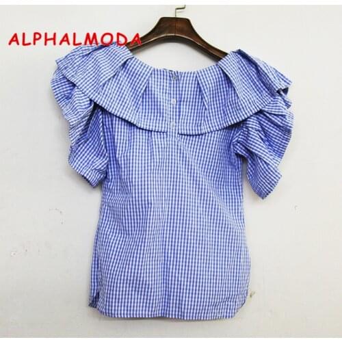 ALPHALMODA Women's Plaid Shirts