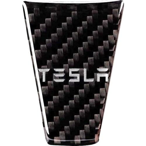 Car Carbon Fiber Inner Steering Wheel Decor Cover Trim Steering wheel cover interior modification For Tesla Model S X 2014-2017