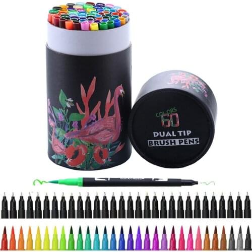 Colors FineLiner Drawing Painting Art Markers Pen for Watercolor Dual Tip Brush Sketching School Supplies manga marker colores