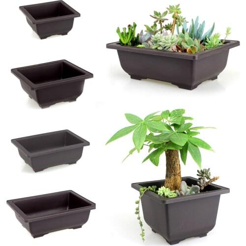 Flower Pot Imitation Plastic Balcony Square Pots Flower Bonsai Bowl Nursery Basin Planter Imitation Rectangle For Garden Decor