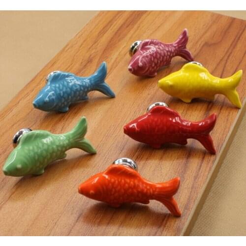 Kid Room Cartoon Ceramic Handles and Knobs Fish Cabinet Handles and Knobs for Children Room