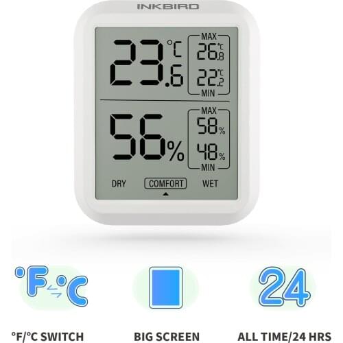 Inkbird ITH-20 LCD Screen Display High Accuracy Temperature Humidity Hygrometer Monitor Electronic Weather Station For Household