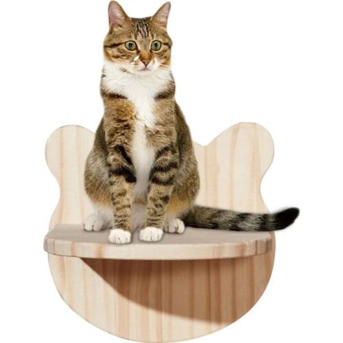Cat Hammock Wall Mounted Cat Shelf Durable Safe Climbing Frame Ladder Wooden Puppy Pet Perch Step Pet Toy Pet Supplies