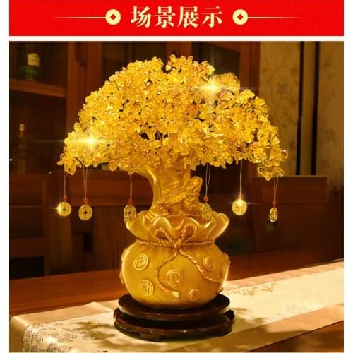 GOOD GIFT # Bring in wealth office home shop company Money Drawing efficacious Mascot Gold Pachira money Tree FENG SHUI statue