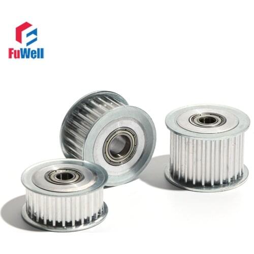 HTD5M 20T Idler Pulley Aluminum Alloy 16/21/27mm Belt Width Transmission Pulley 5/6/7/8/10/12/15mm Bore Idler Bearing Pulley