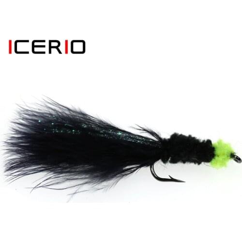 ICERIO 6PCS Green Egg Sucking Leech Woolly Bugger Streamers Fly Trout Bass and Steelhead Fishing Lures