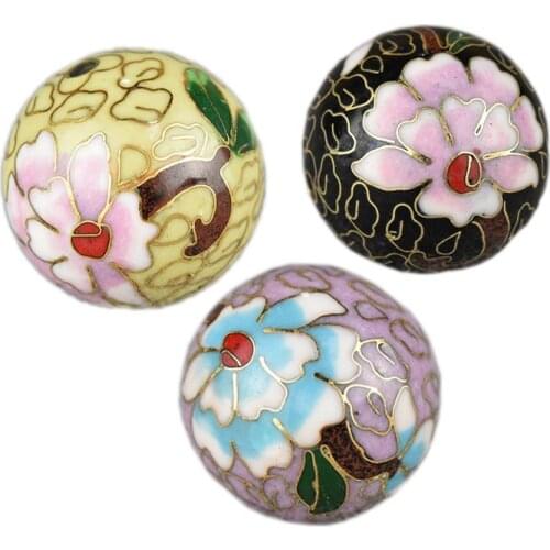 Chinese Polished Enamel Filigree Large 20-30mm Round Beaded Cloisonne Copper DIY Jewelry Making Necklace Accessories