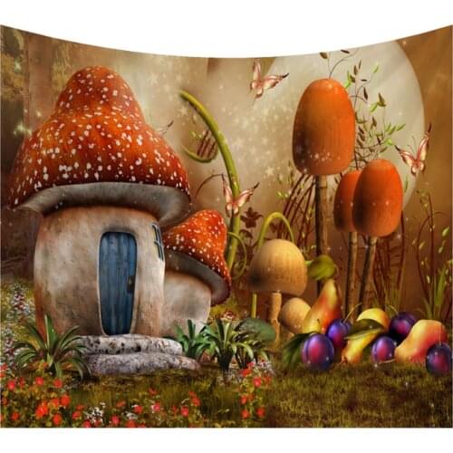 Creative 3D Printing Mushroom House Tapestry Wall Hanging Bed Spread Beach Towel Table Cloth Yoga Mat 250CM*180CM Large Size