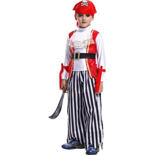 M-XL Halloween Robber Bandit Costumes Kids pirate Cosplay Boys corsair Role play Childrens day Carnival Christmas party dress