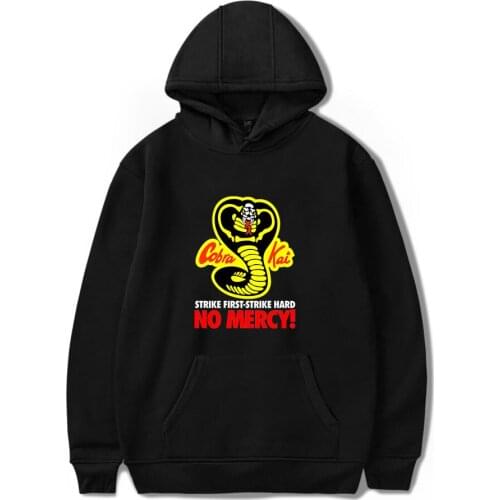 Karate Kid Hoodies Men Cobra Kai Strike First Strike Hard No Mercy HD Logo Hoodie Sweatshirt Anime Funny Mens Jacket Coat XS 4XL