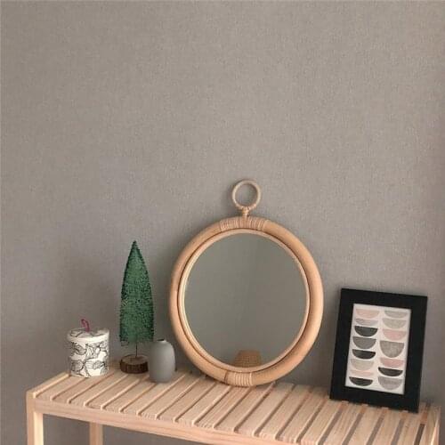Nordic Korean Japan Style Rattan Wall Mirror Decoration Maison Vintage Handmade Home Hanging Decor Round Make Up Mirrors 35cm