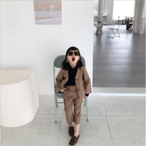 2020 New Girls 2 Pcs Set Coat +Long Pants Autumn Cotton Fashion Girls Suits 1-6 years QW334