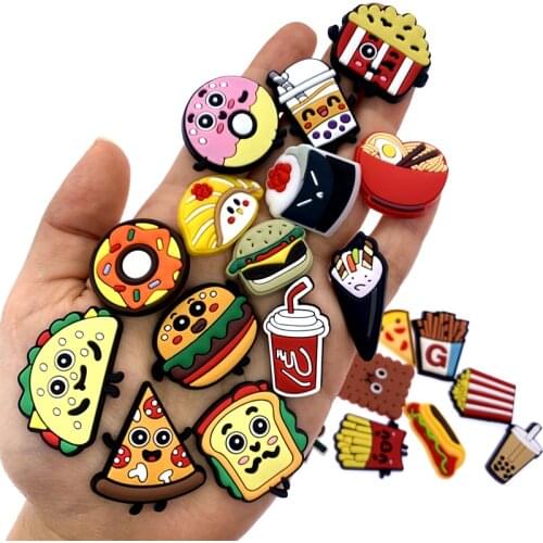 Wholesale Mix 50PCS Food Icon PVC Flat Back Sandwich Donuts Accessories Components For DIY Scrapbook Phone Case Jewelry