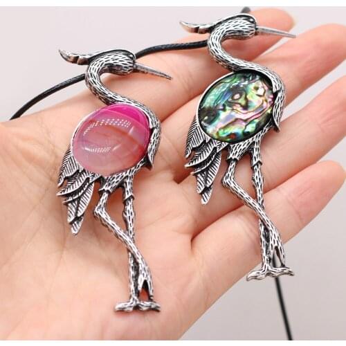 Natural Shell Alloy Necklace Peacock-Shaped Brooch Pendant Leather Cord 2MM Charms For Elegant Women Love Romantic Gift
