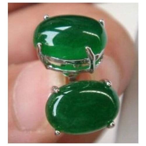 Ry00597 Genuine Natural 14X18MM Green Earring AAA