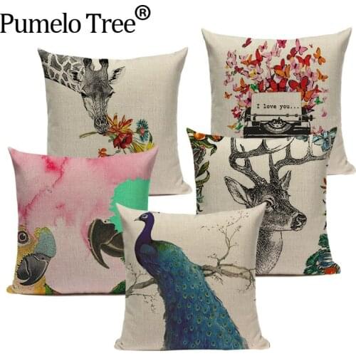 Animal throw pillow Blue Peacock colorful birds pillow covers decorative Bedroom linen square print Dropshipping cushion cover