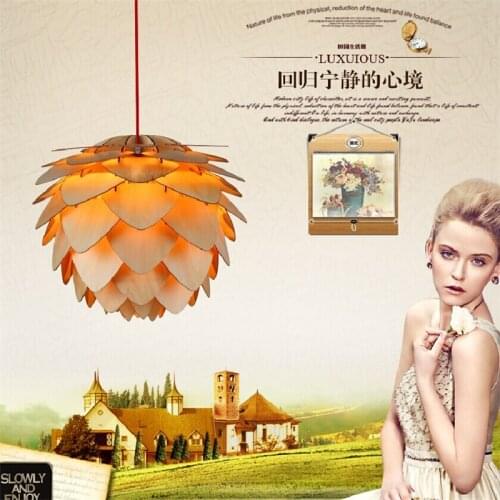 Northern Europe Modern Chiba Pineal hanging lamp Wooden Echinacea pendant lights wood chips Pine cone design pendant lighting