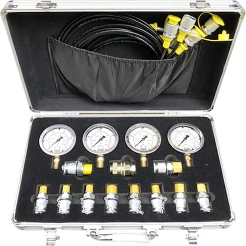 Portable Hydraulic Pressure Guage Excavator Hydraulic Pressure Test Kit W/ Testing Point Coupling Vacuum Coupling And Gauge Tool