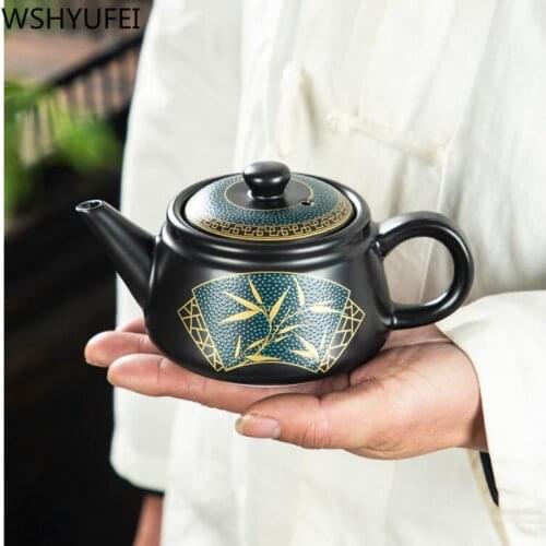 WSHYUFEI Jingdezhen Retro teapot pure Handmade Ceramics kettle Chinese Porcelain Household Antique outline in gold Teapot 240ml