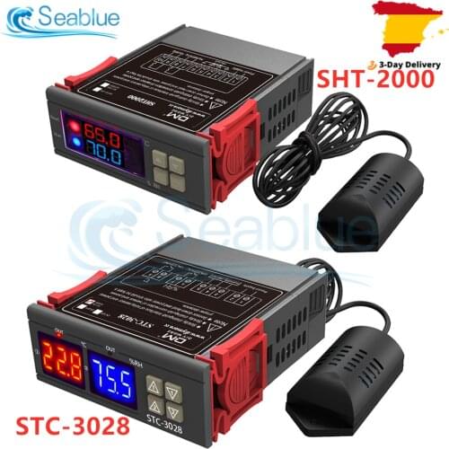 STC-3028 SHT2000 Temperature Humidity Controller Home Fridge Thermostat Humidistat Thermometer Hygrometer DC 12V 24V AC 110-220V