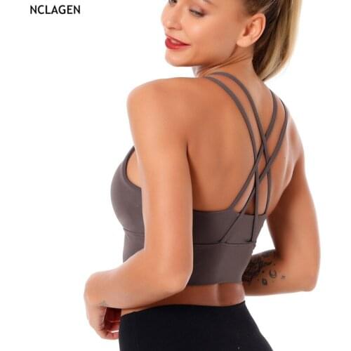 Sports Bra Padded Woman Gym High Impact Support Training Solid Yoga Top Push Up Running Underwear Sports Vest Tank Tops NCLAGEN
