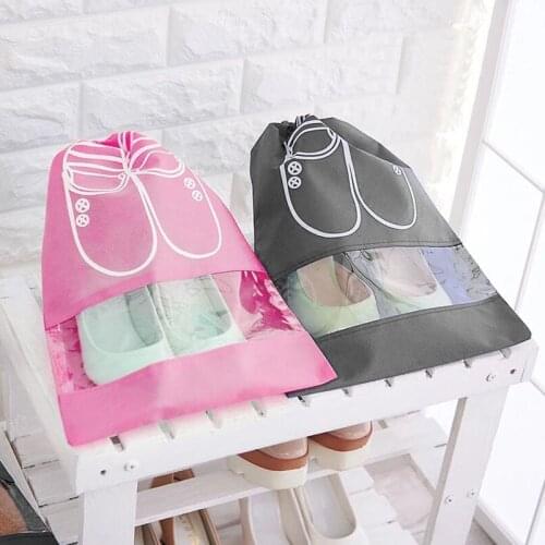 2 Sizes Drwastring Shoes Storage Bag Portable Thicken Non-Woven Waterproof Travel Bag Home Clothings Storage & Organization