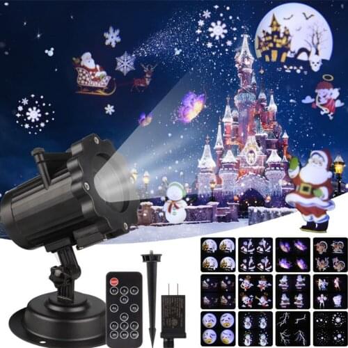LED Christmas Night Projector Lamp Snowflake Christmas Decorations for Home Outdoor Santa Claus Xmas New Year Gifts 12 Movies