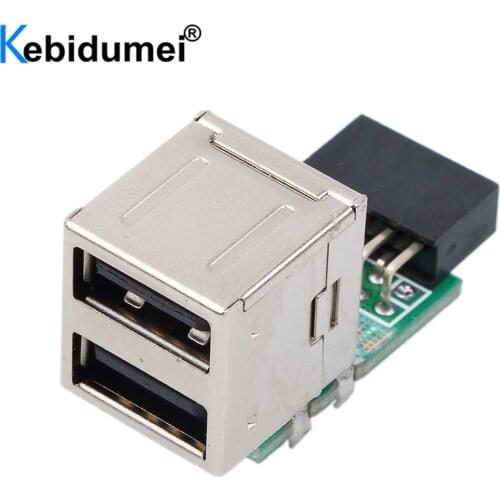 Kebidumei Internal Motherboard USB 2.0 Hub 9Pin to 2 Port USB A Female Splitter Converter PCB Board Extender Card
