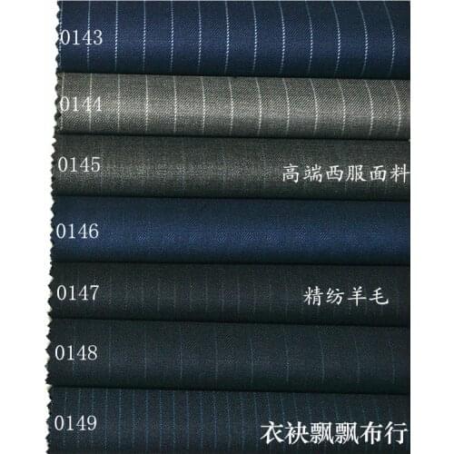 High-End Wool Suit Fabric Dark Blue Dark Blue Medium Gray Dark Gray Striped Worsted Wool Suit Pants Suit